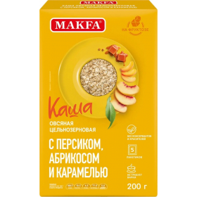 Каша МАКФА овсяная момент. приготовления с Персиком,Абрикосом и Карамелью 200гр(5х40г)