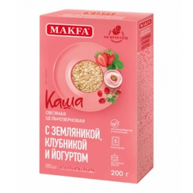 Каша МАКФА овсяная момент. приготовления с Земляникой,Клубникой и Йогуртом 200гр (5х40г)
